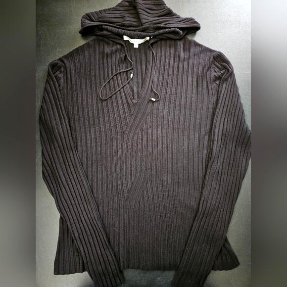 NWOT - Silk Blend Max Studio Black Stretch Hooded Jersey - Size XL - Picture 1 of 7